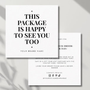 Modern packaging insert thank you business card