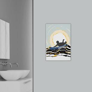Modern Paddling Surfer At Sundown  Poster