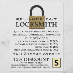 Modern Padlock, Locksmith Advertising Flyer