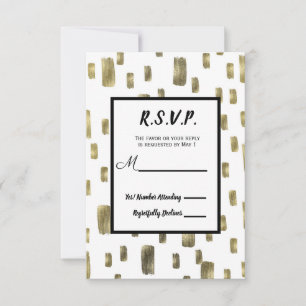Modern Paint Brush Gold Copper Bronze RSVP Reply Card