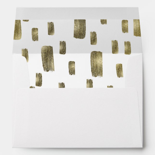 Modern Paint Brush Gold Copper Bronze Sparkle Envelope (Back (Bottom))