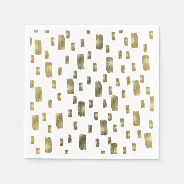 Modern Paint Brush Gold Copper Bronze Sparkle Napkin (Front)