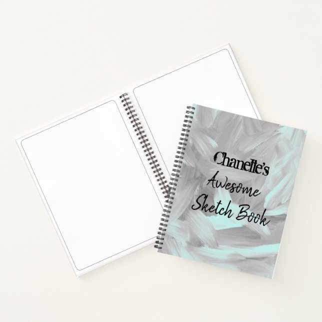 Modern Paint Brush Strokes Personalised  Notebook (Inside)