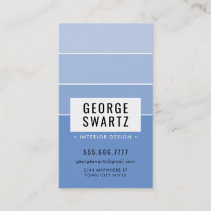 MODERN PAINT CHIP simple smart ombre medium blue Business Card