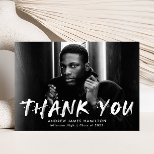 Modern Paint Splatter Photo Graduation Thank You Card
