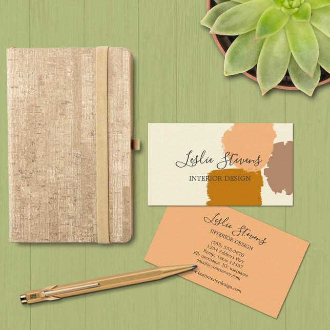 Modern Paint Splotch Boho Terracotta Blush Olive  Business Card (Creator Uploaded)