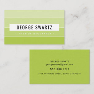 MODERN PAINT SWATCH simple bold lime green black Business Card