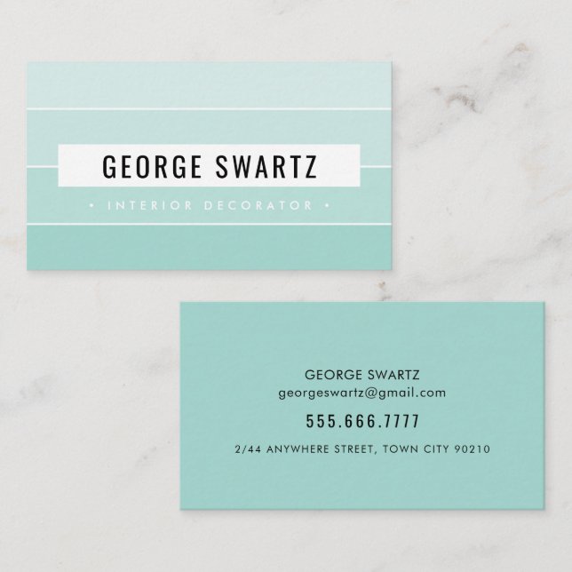 MODERN PAINT SWATCH simple bold mint green Business Card (Front/Back)