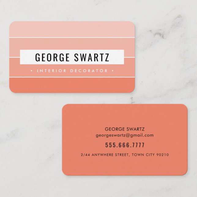 MODERN PAINT SWATCH simple bold orange black Business Card (Front/Back)