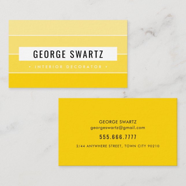 MODERN PAINT SWATCH simple trendy yellow black Business Card (Front/Back)