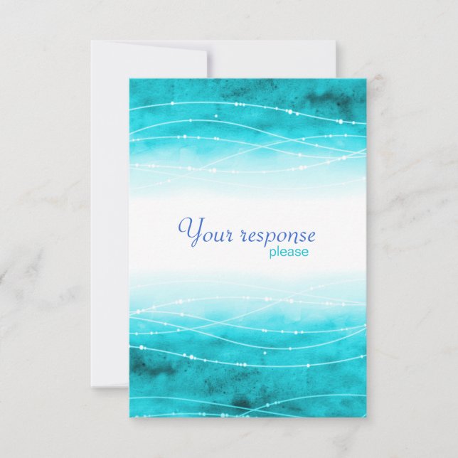 Modern painted aqua sea wedding response cards (Front)