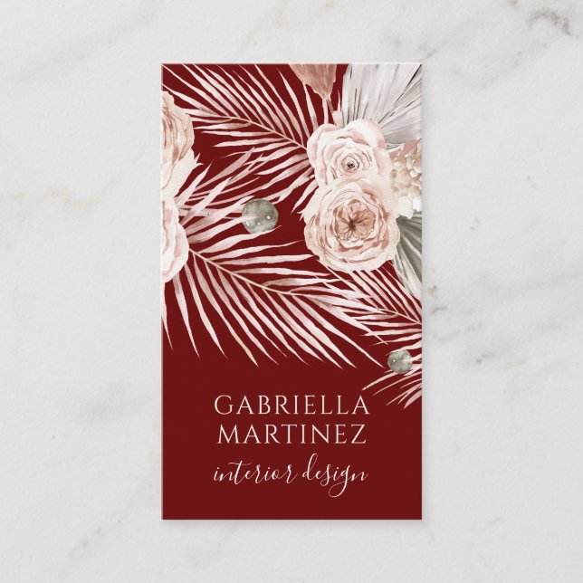 Modern Painted Blooms Floral Interior Designer Business Card (Front)