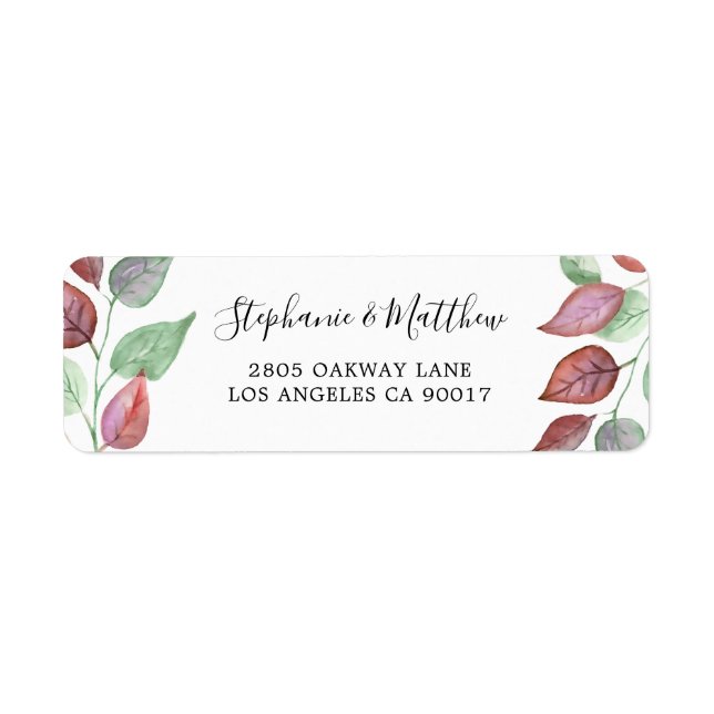 Modern Painted Burgundy Leaf Watercolor Foliage (Front)