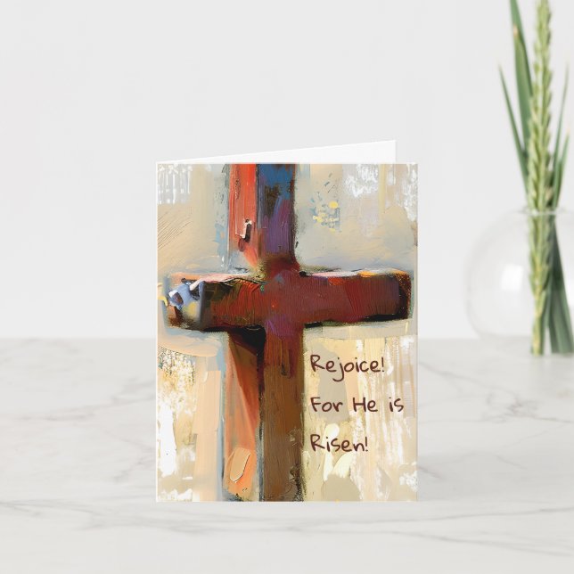Modern painted cross Easter Card (Front)
