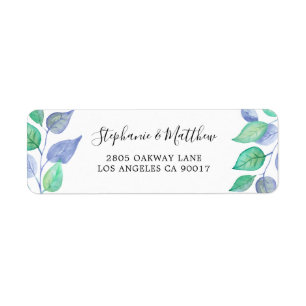 Modern Painted Dusty Blue Leaf Watercolor Foliage