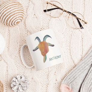 Modern Painted Goat Illustration Personalised Coffee Mug