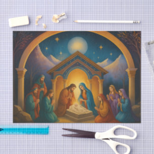 Modern Painted Nativity Scene Tissue Paper