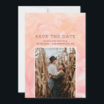 Modern painted pink blush brush strokes wedding save the date<br><div class="desc">Modern brush strokes painted photo wedding Save the Date card in pink blush peach colours. Please contact me if you need additional items.</div>