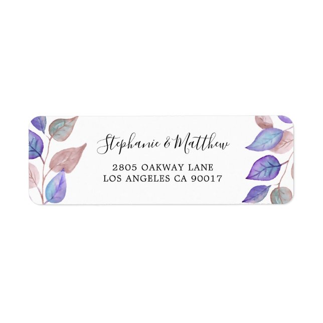 Modern Painted Purple Leaf Watercolor Foliage (Front)