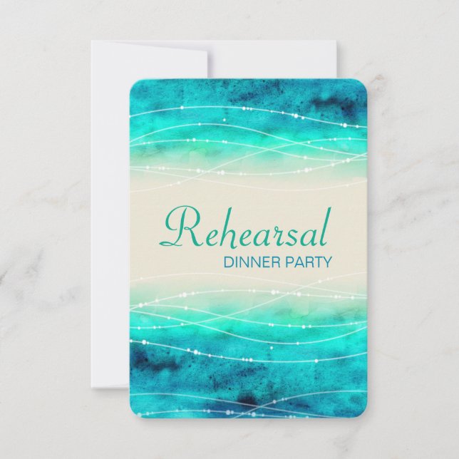 Modern painted sea wedding rehearsal dinner invite (Front)