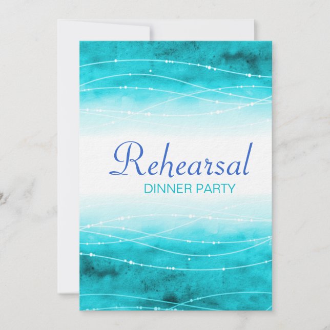 Modern painted sea wedding rehearsal dinner invite (Front)