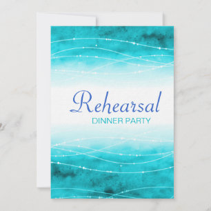Modern painted sea wedding rehearsal dinner invite