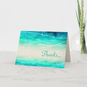 Modern painted sparkle sea photo thank you card