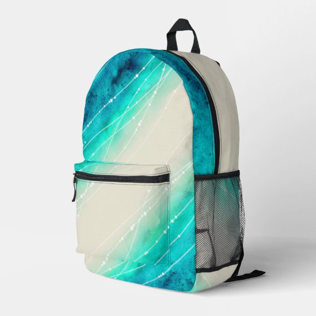 Modern painted sparkle sea sand patterned printed backpack (Back Corner Right)