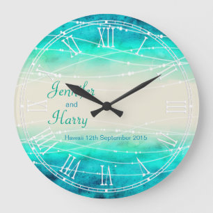 Modern painted sparkle seas wedding wall clock