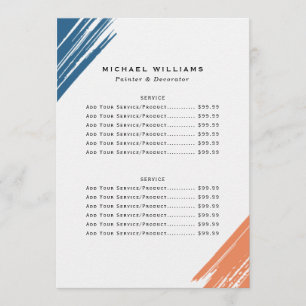 Modern Painter Business Price List Menu