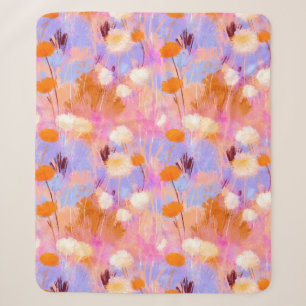 Modern Painterly Pink Lavender Floral Sherpa Blanket