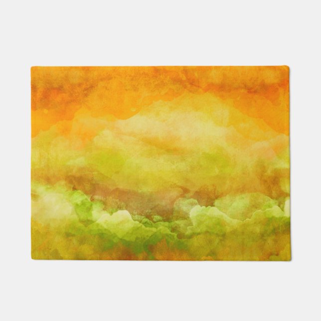 Modern painting, abstract landscape, yellow, green doormat (Front)