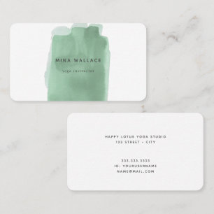 Modern Painting Art Minimal Green Watercolor Yoga Business Card