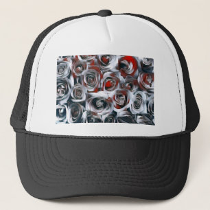 Modern Painting Black White Silver and Red Roses  Trucker Hat