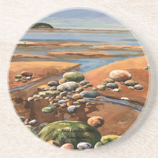 Modern Painting Blues Tides Out Coaster (Front)