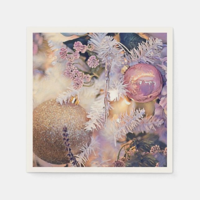 Modern Painting Christmas Tree Purple Decorations Napkin (Front)