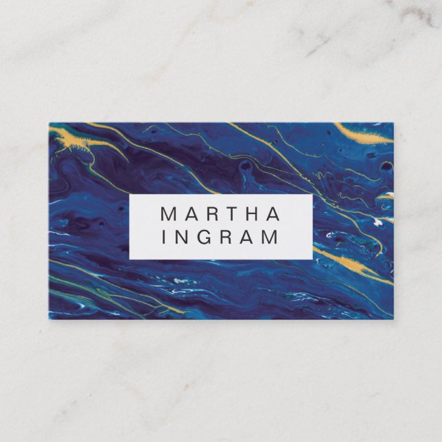 Modern Painting Creative Design Blue Abstract Business Card (Front)