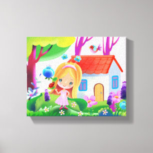 Modern painting for children, fairy girl canvas print
