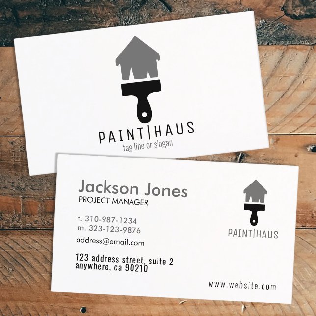 Modern Painting Home Paint Brush Business Cards (Creator Uploaded)