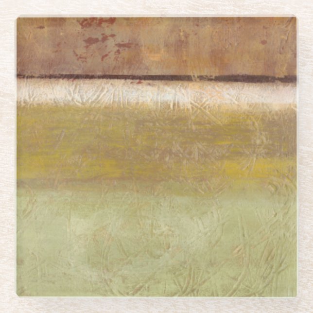 Modern Painting in Earth Tones by Norman Wyatt Glass Coaster (Front)