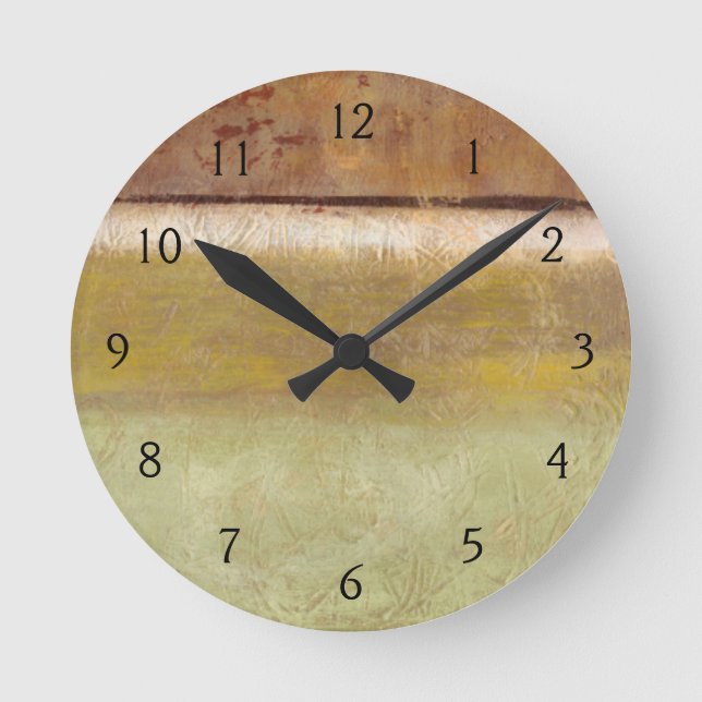 Modern Painting in Earth Tones by Norman Wyatt Round Clock (Front)