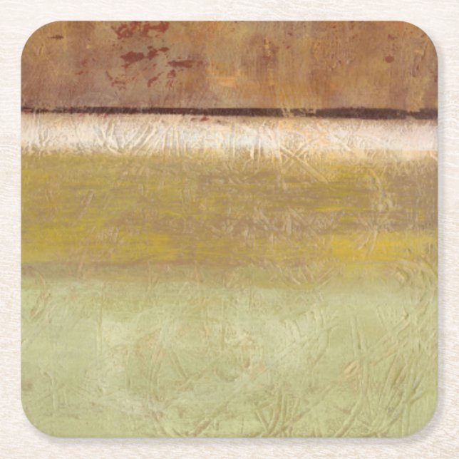 Modern Painting in Earth Tones by Norman Wyatt Square Paper Coaster (Front)