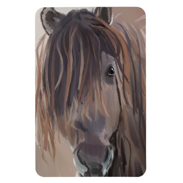 Modern Painting of a Brown Horse Magnet (Vertical)