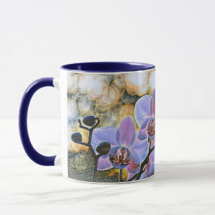 Modern Painting Purple Pink Orchid Flower Mug