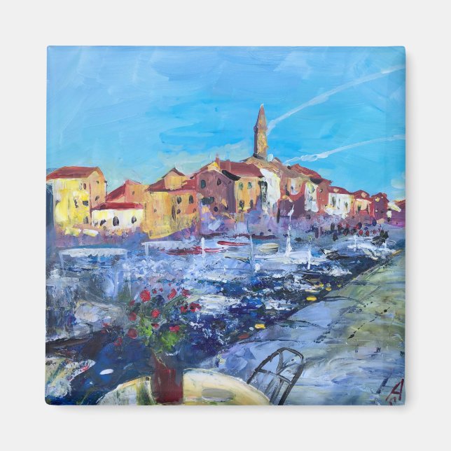 Modern painting summer Rovinj in Croatia Magnet (Front)