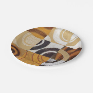 Modern Painting with Circular Patterns Paper Plate