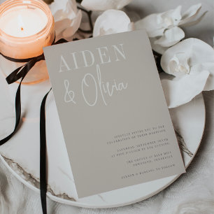 Modern Pair Neutral Stone Typography Wedding Invitation