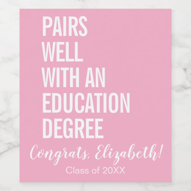 Modern Pairs Well With An Education Degree Grad Wine Label (Single Label)