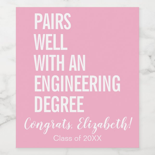 Modern Pairs Well With An Engineering Degree Grad Wine Label (Single Label)