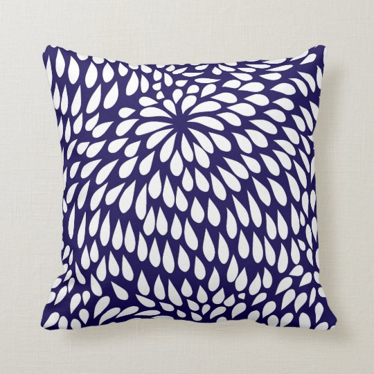 Modern Paisley Flower in Cobalt Blue and White Throw Pillow Zazzle